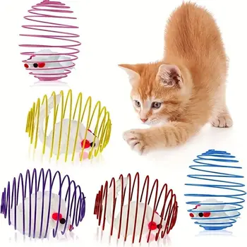 חתול צעצוע ביצים מצחיק מתיחה חתלתול מעיינות צעצועים אינטראקטיביים בכלוב חולדות מתגלגל החתול כדורי צבע אקראי חתול אביזרים לחיות מחמד